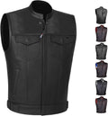 SOA Motorcycle Vest for Men - Premium Buffalo Leather Vest Jackets
