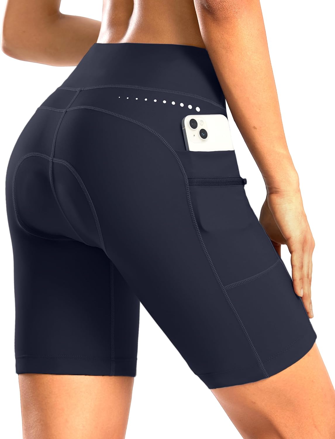 Women's 4D Padded Bike Shorts with Zipper Pockets for Comfort