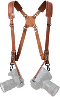 Dual Camera Harness Strap for Two Cameras - Tan Full Grain Leather