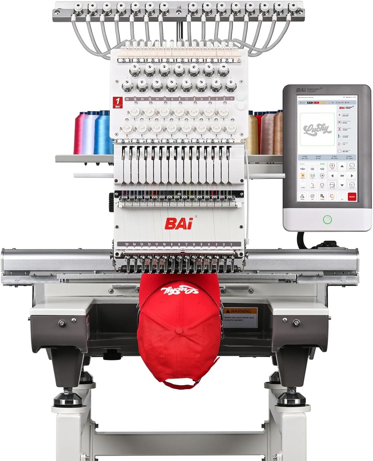 BAi 15-Needle 3D Embroidery Machine: 1200spm Speed, Wifi, 10 Touch Screen