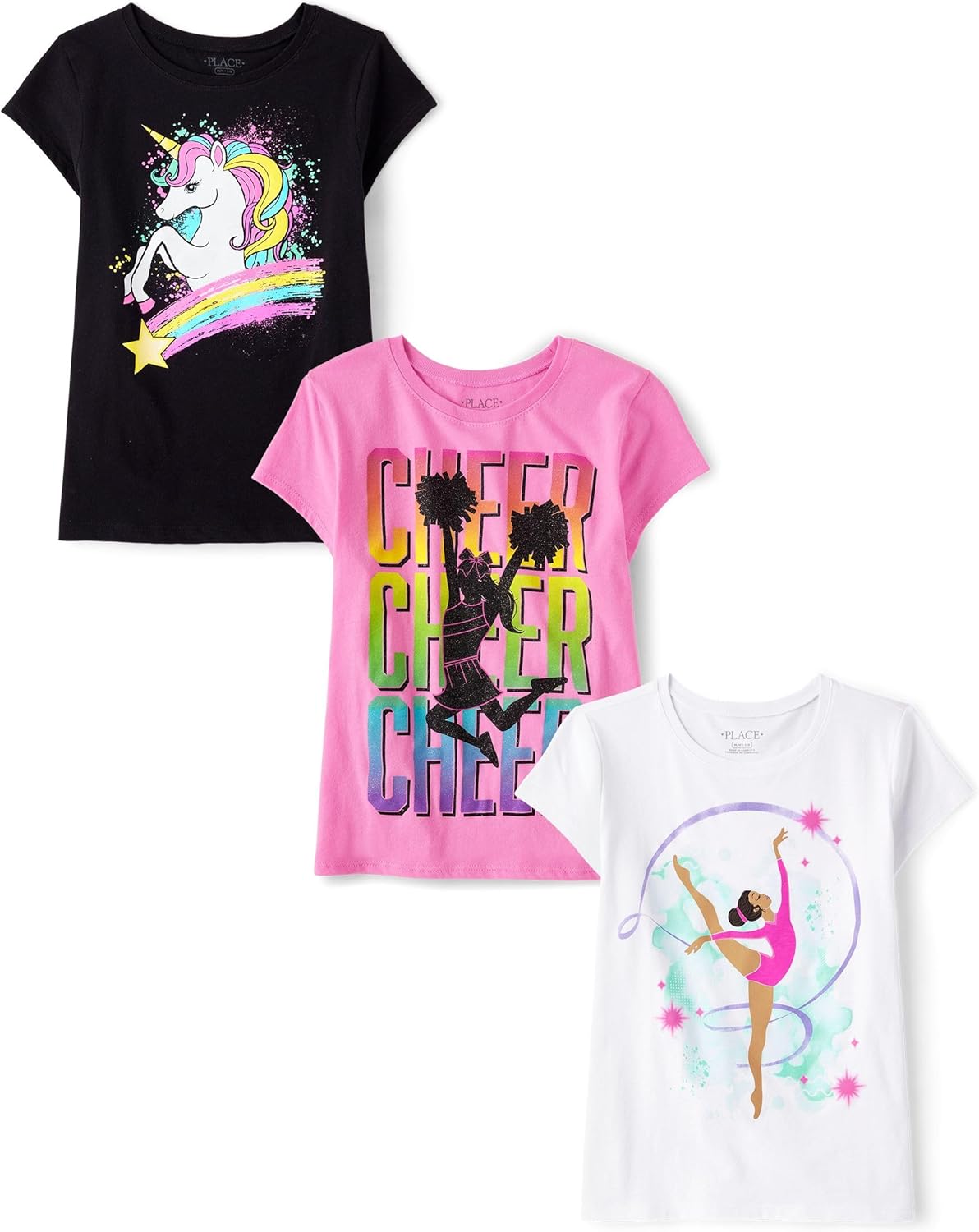 Unicorns and Butterflies Short Sleeve Graphic T-Shirts for Girls