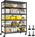 PrimeZone 6 Tier Wire Shelving with Wheels 79in H - Heavy Duty Storage