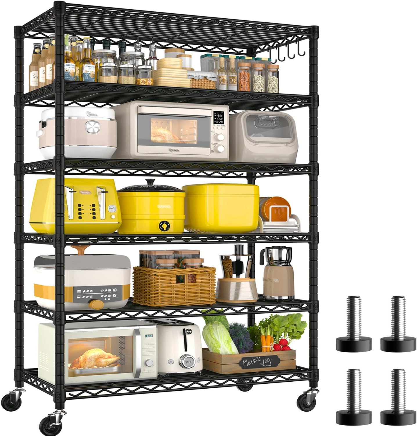 6 Tier Wire Shelving with Wheels for Heavy Duty Storage Needs