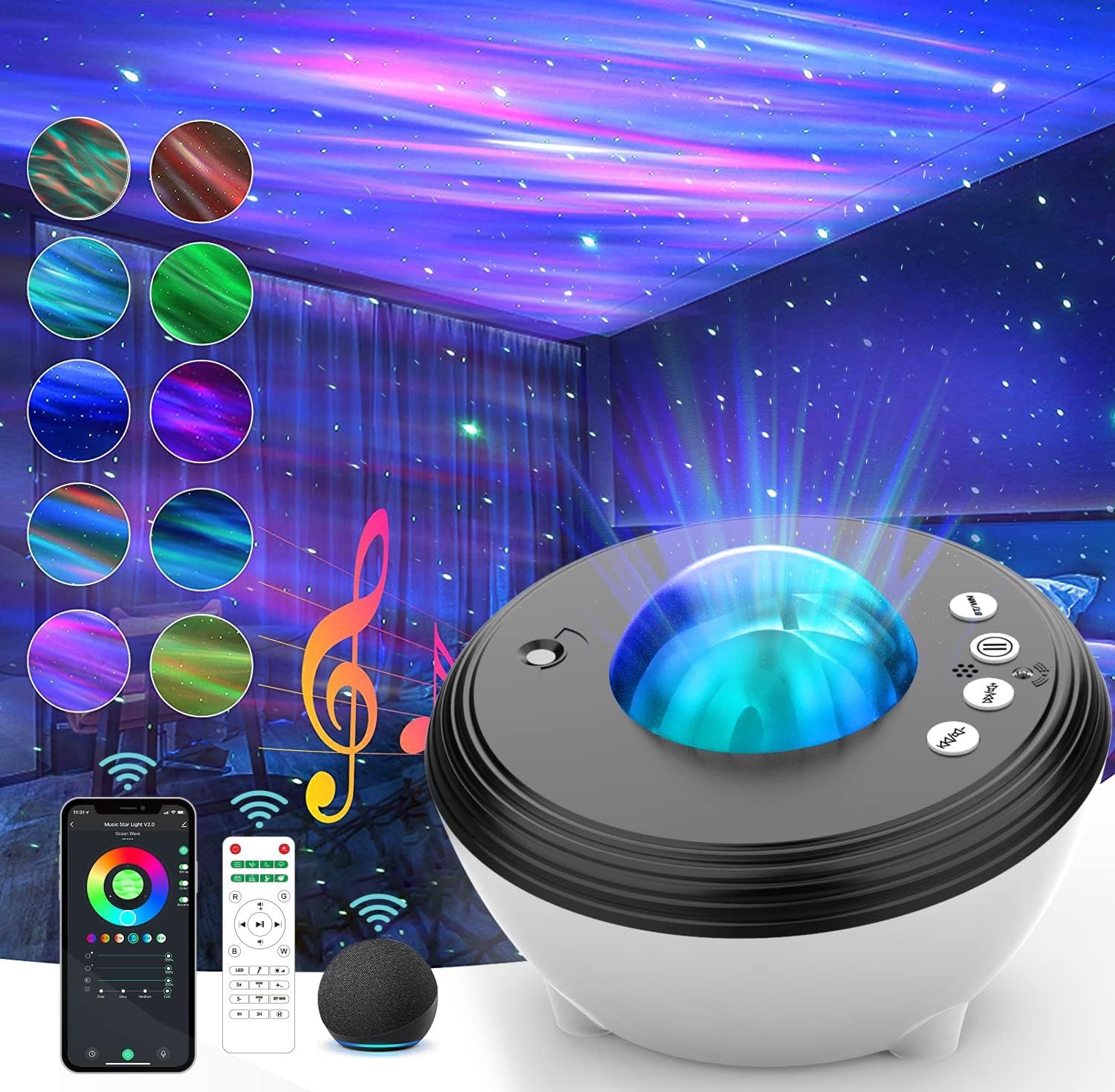 Star Projector with Bluetooth Speaker & Remote