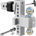 VNN Adjustable Trailer Hitch 8 in Drop 2 in Receiver - Dual Ball Mount