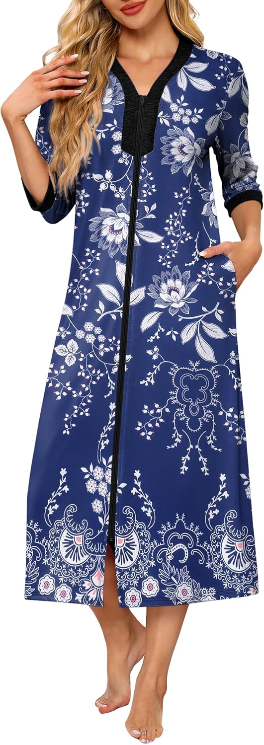 Ekouaer Women's Zipper Robe for Comfort and Style at Home