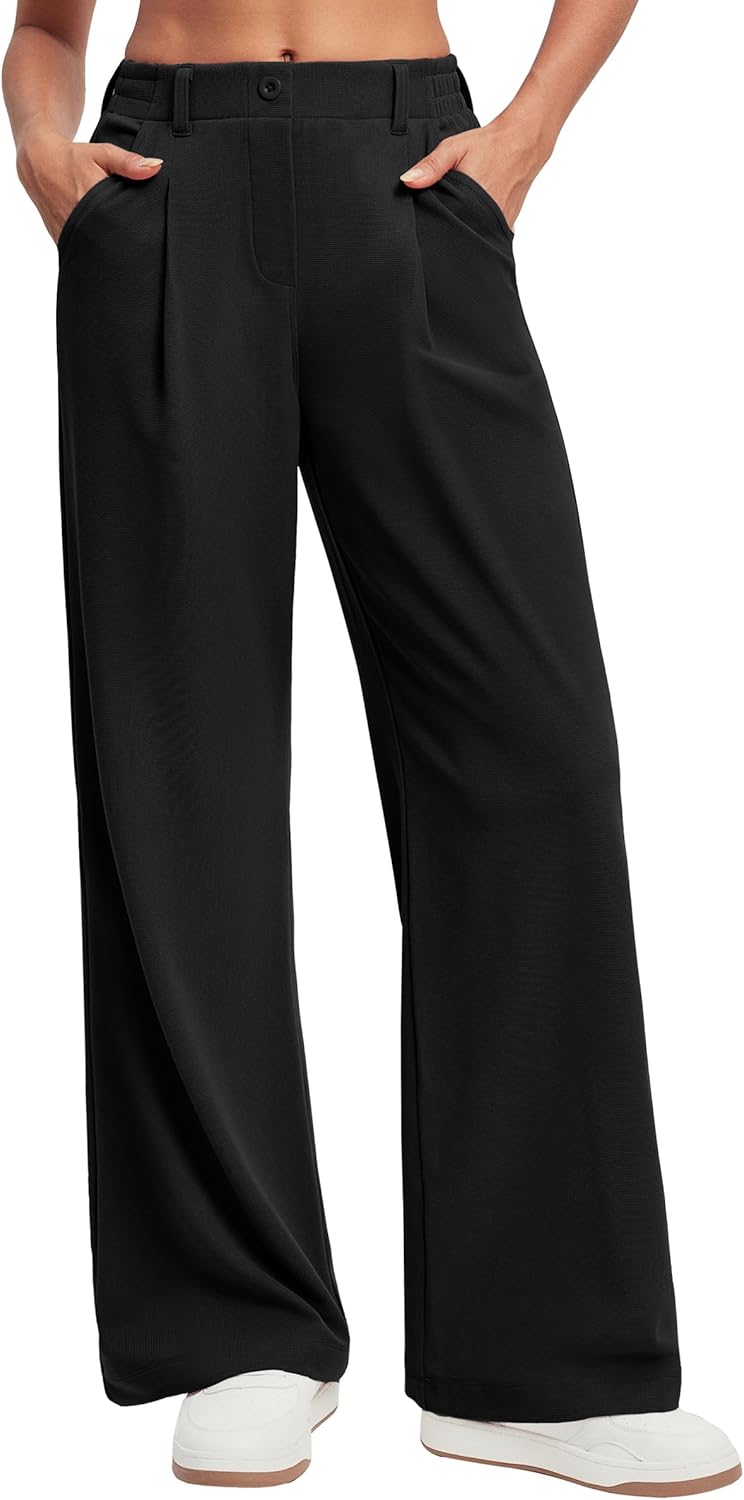 Ewedoos Wide Leg Pants for Women - Stretchy Business Casual Slacks