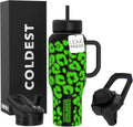 36 oz Coldest Tumbler with Handle and Straw - Glowie Leopard 36 oz