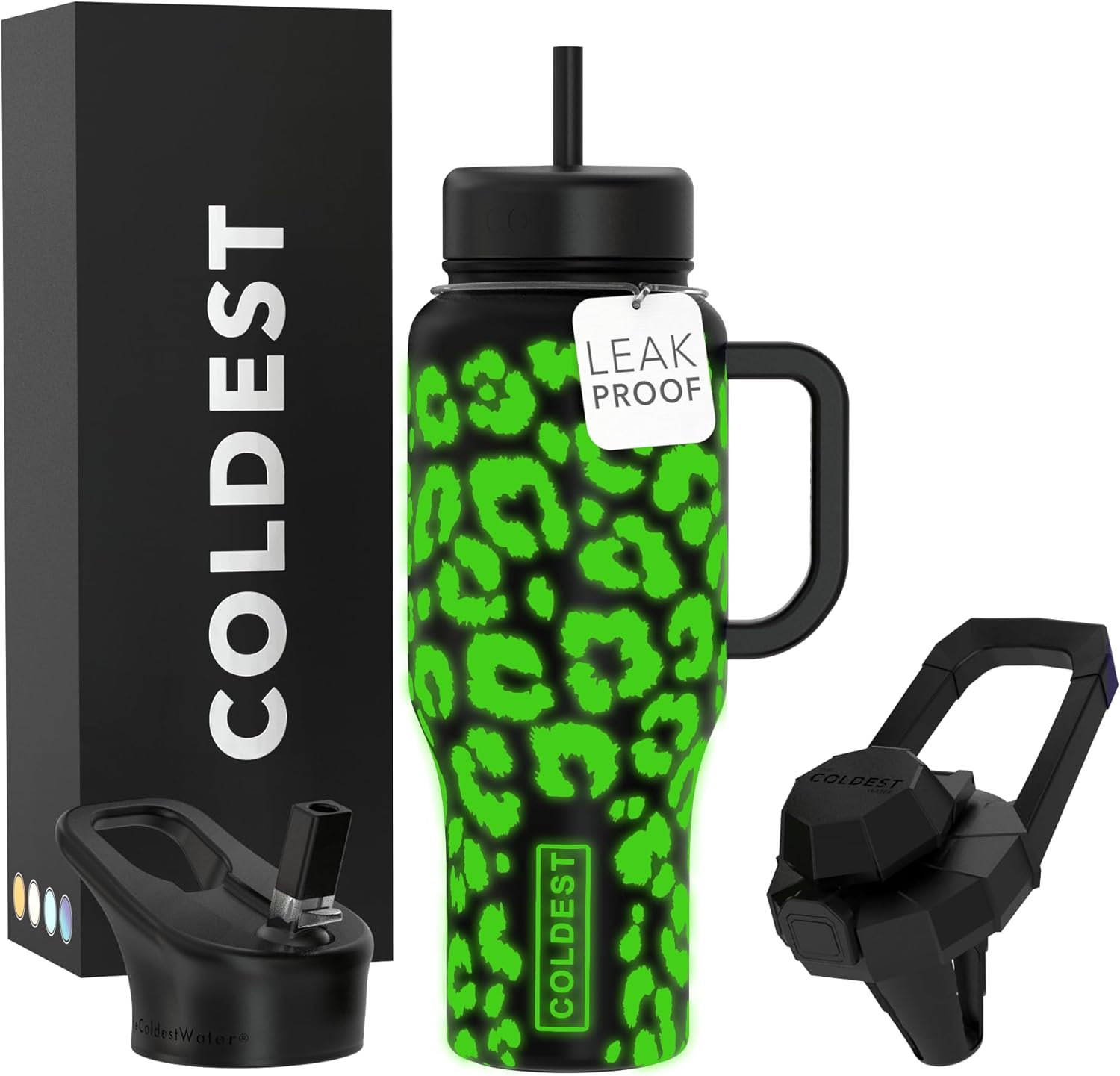 Coldest Tumbler with Handle and Straw - 36 oz Leak Proof Design