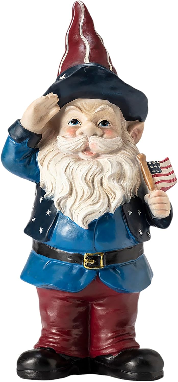 Outdoor Patriotic Garden Gnome Statue for Your Yard Decor