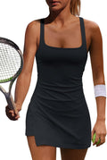 Womens Tennis Dress with Built-in Shorts - Breathable Athletic