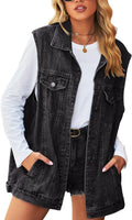 Vintage Denim Jean Vest Oversized Button Down Waistcoat - Versatile
