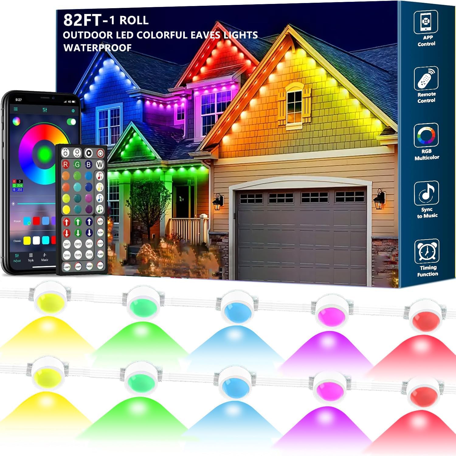 82FT Permanent Outdoor RGB Light for Holiday and Daily Decor