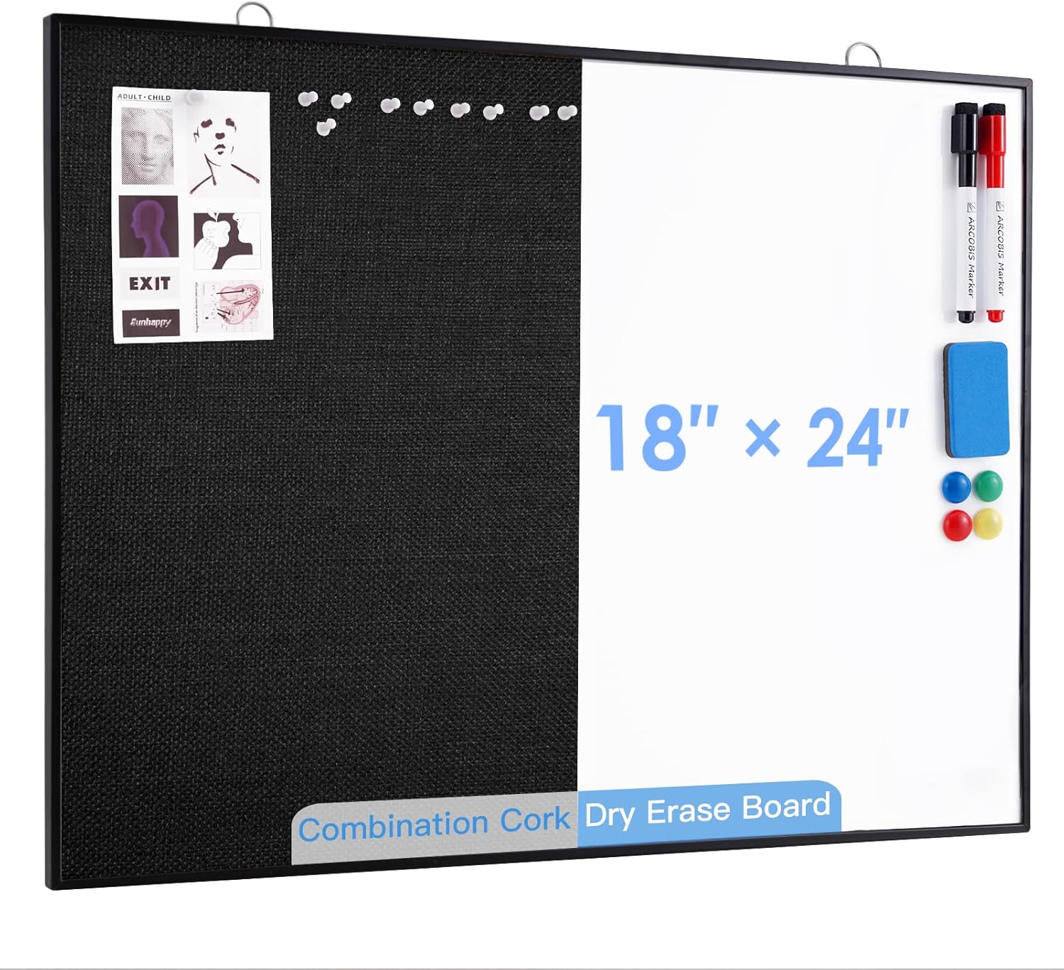ARCOBIS Cork Board White Board Combo for Home and Office