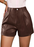 Avanova Women Faux Leather High Waisted Shorts Pleated Casual