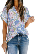 Women's Chiffon Split V Neck Tunic Blouse - Lightweight Summer Top