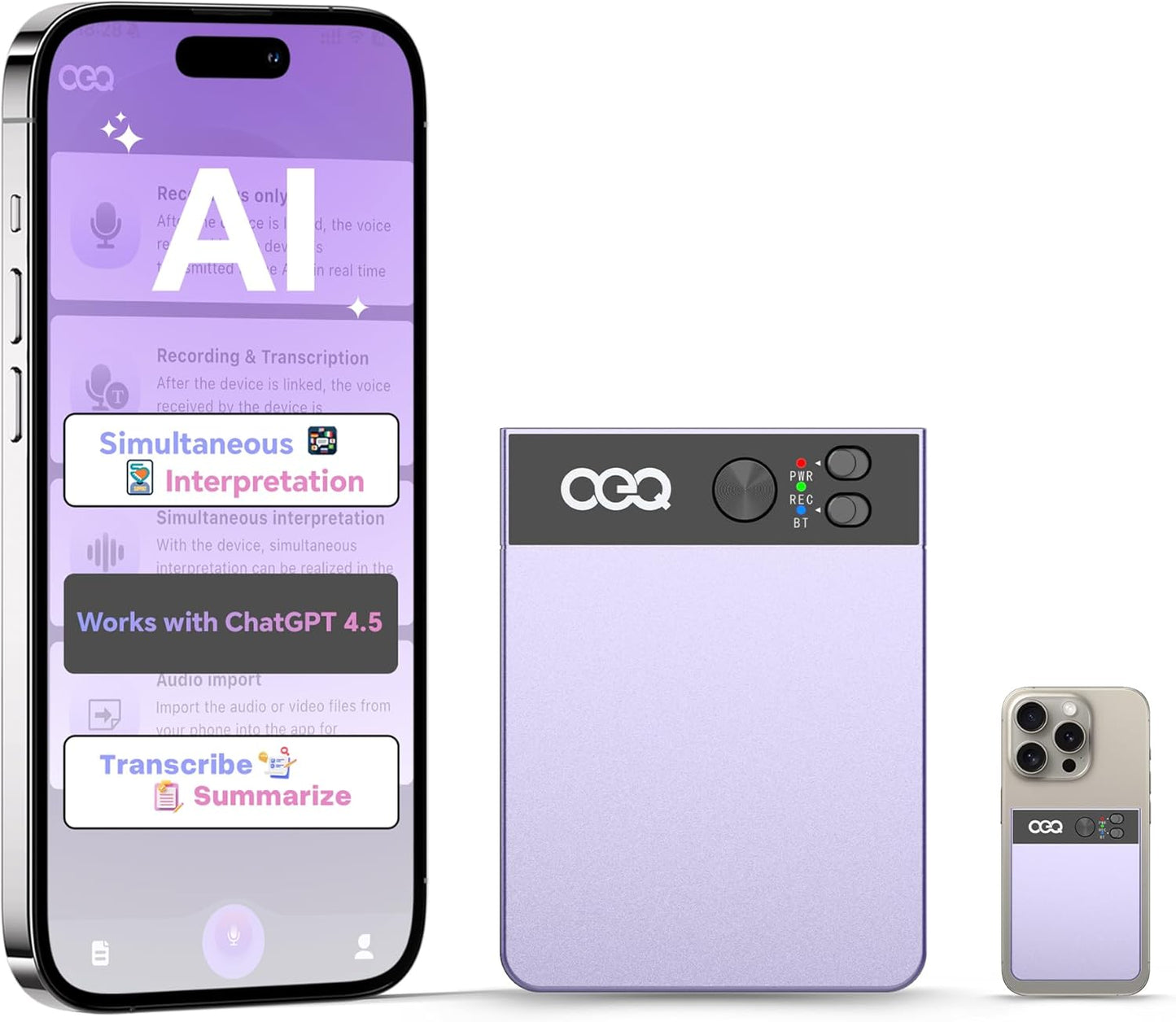 OEQ AI Smart Recorder with Real-time Transcription & More
