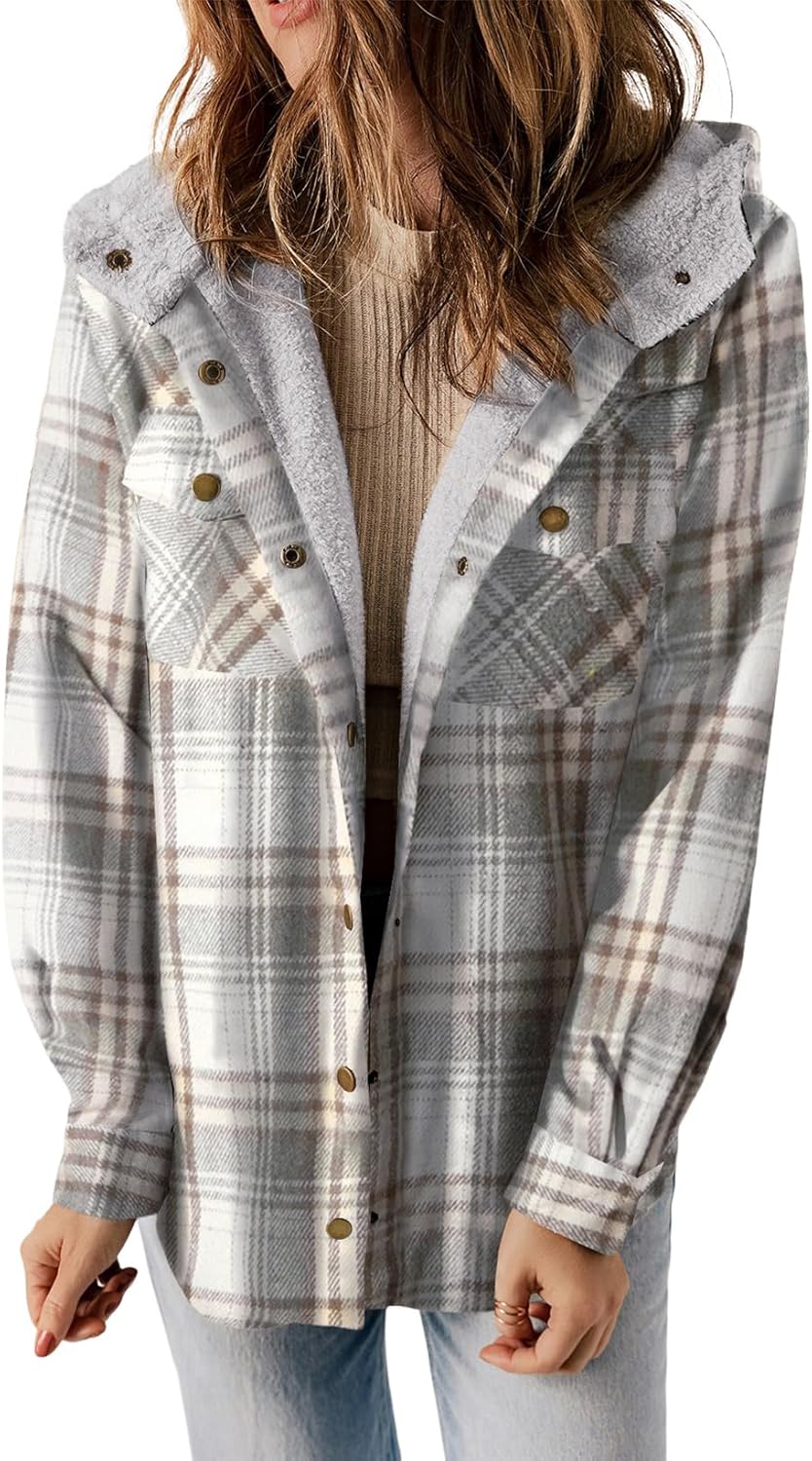 Stylish Womens Plaid Shacket Jacket for Cozy Fall Fashion