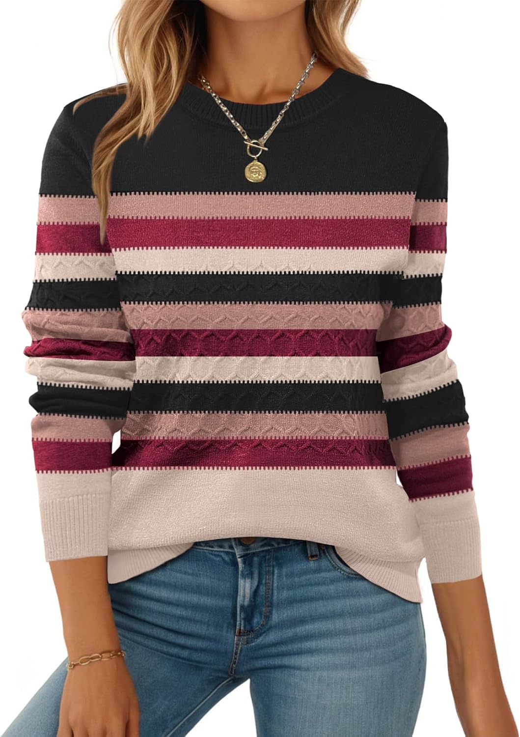 Zeagoo Womens Sweaters Long Sleeve Crew Neck Pullover Tops