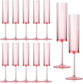 Pink Champagne Flutes 12 Pack 6 OZ Acrylic Stemmed Coupes - Reusable