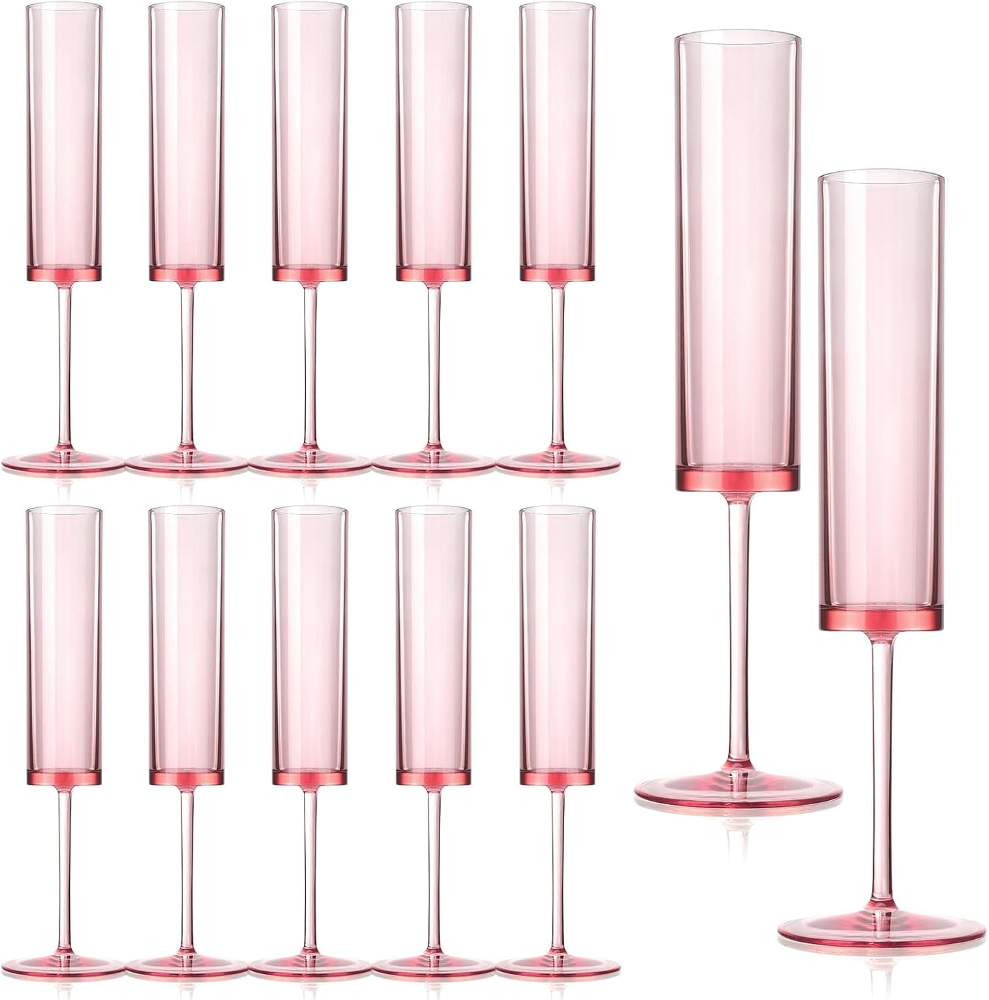 12 Pieces Pink Champagne Flutes for Elegant Celebrations