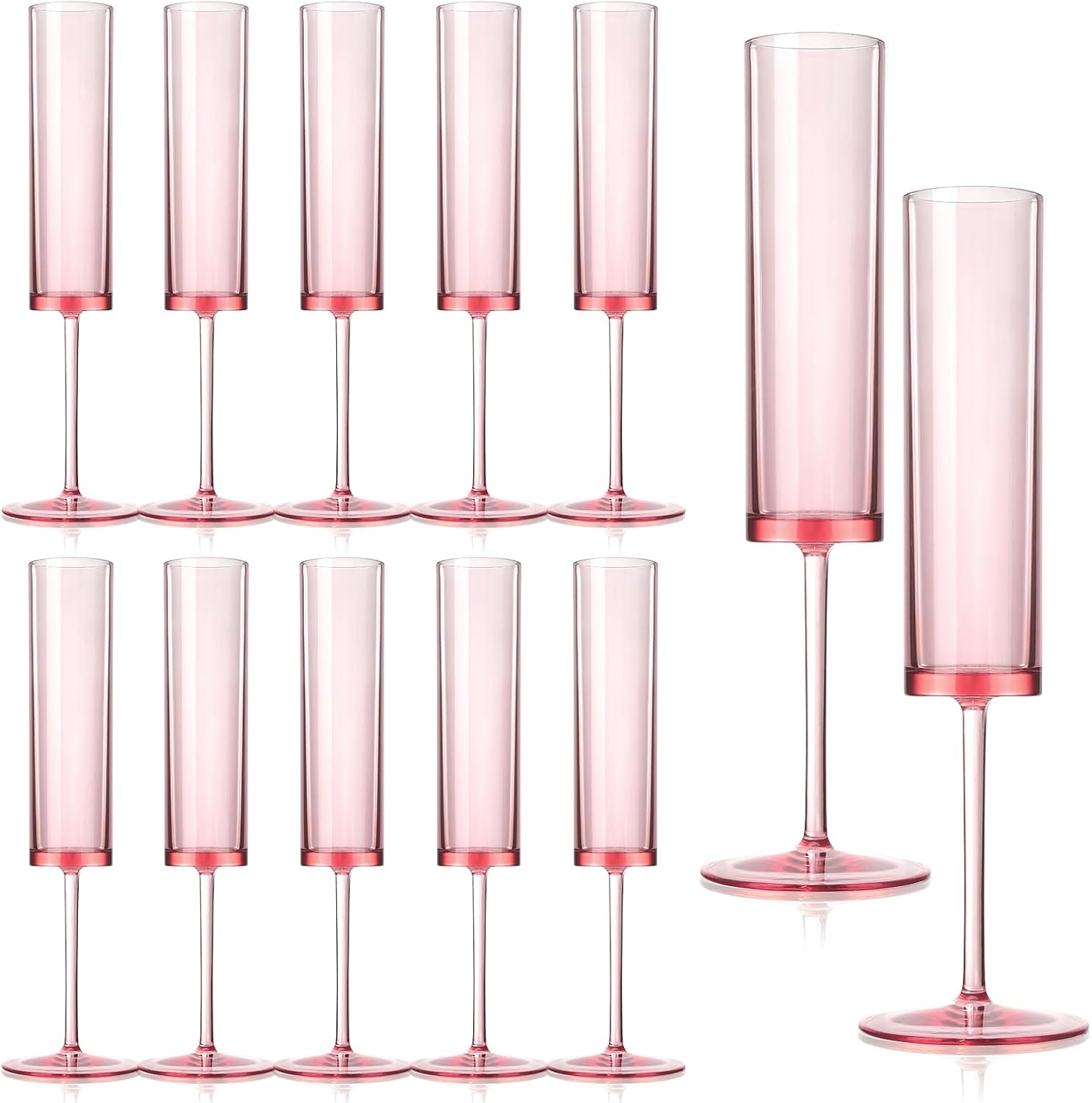 12 Pieces Pink Champagne Flutes for Elegant Celebrations
