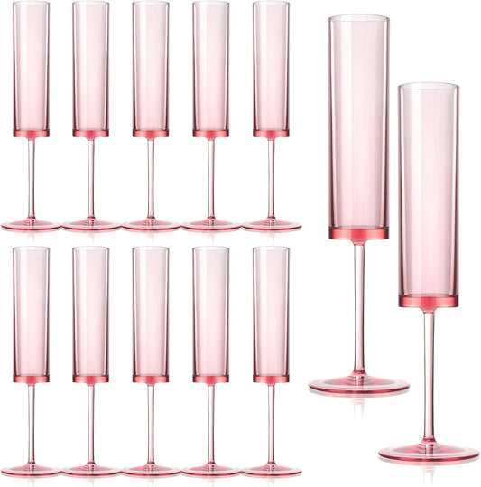 12 Pieces Pink Champagne Flutes for Elegant Celebrations