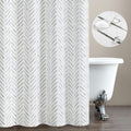 Black and White Herringbone Shower Curtain - Modern Farmhouse Style