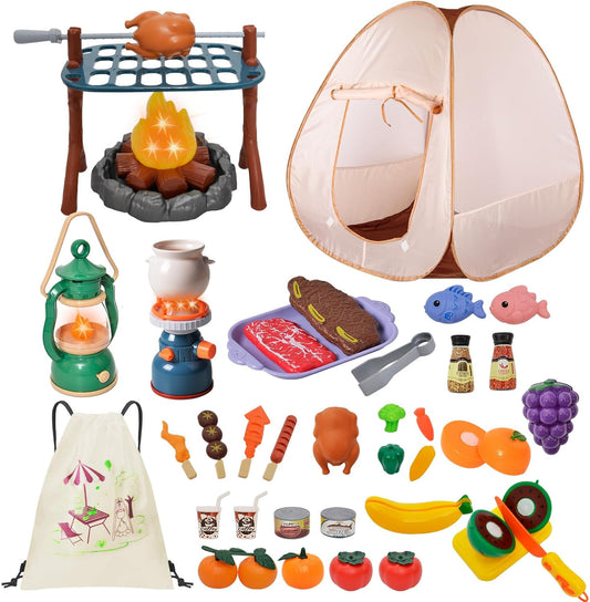 Dobiler Kids Camping Gear Set - Light&Sound Effects, Play Food, Camp Fire - Fun Indoor&Outdoor Adventure!
