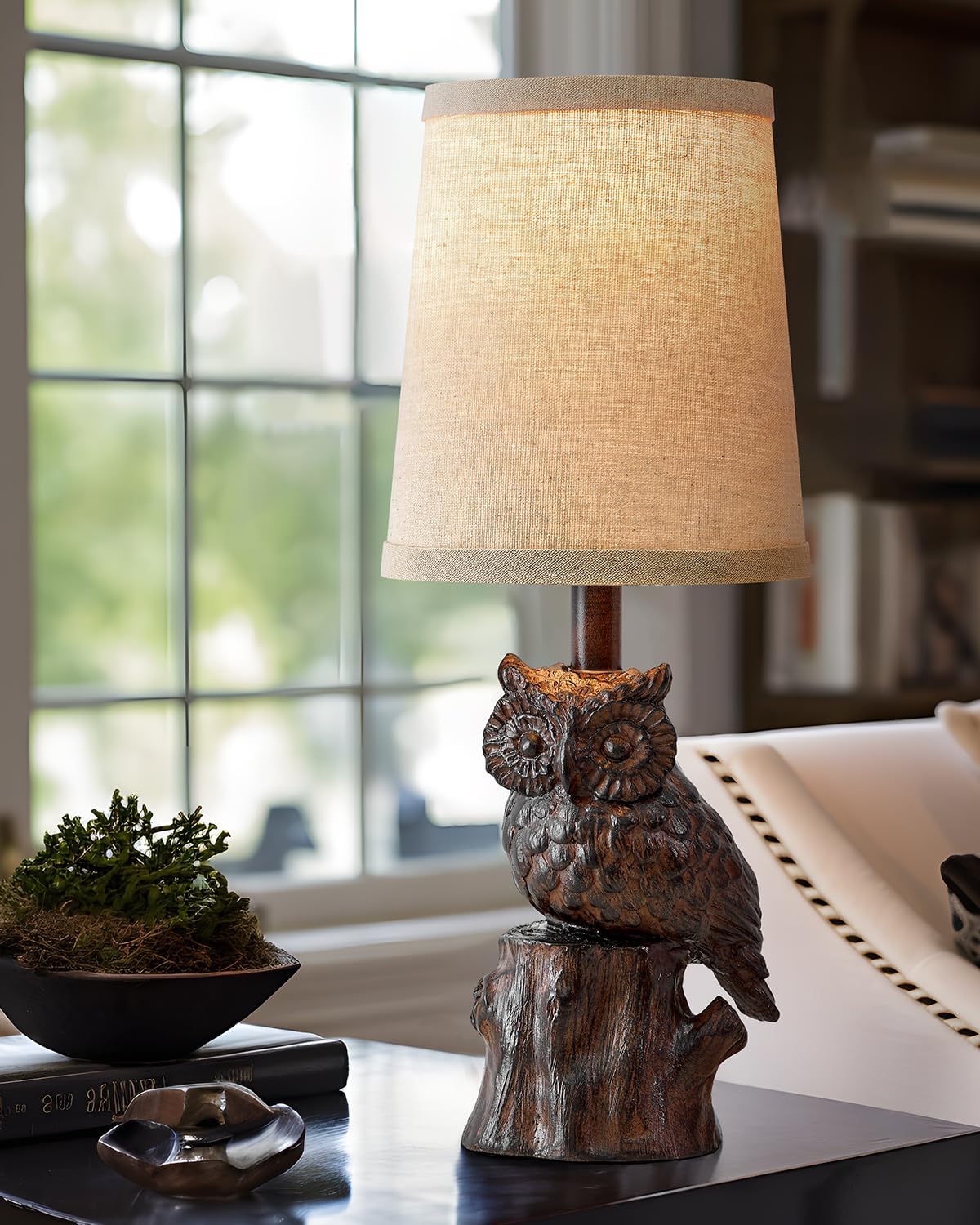 14.25 in Small Table Lamp for Living Room with Owl Design