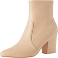 Womens Fitted Stretch Heel Boot - Comfortable Pointed Block Heel added