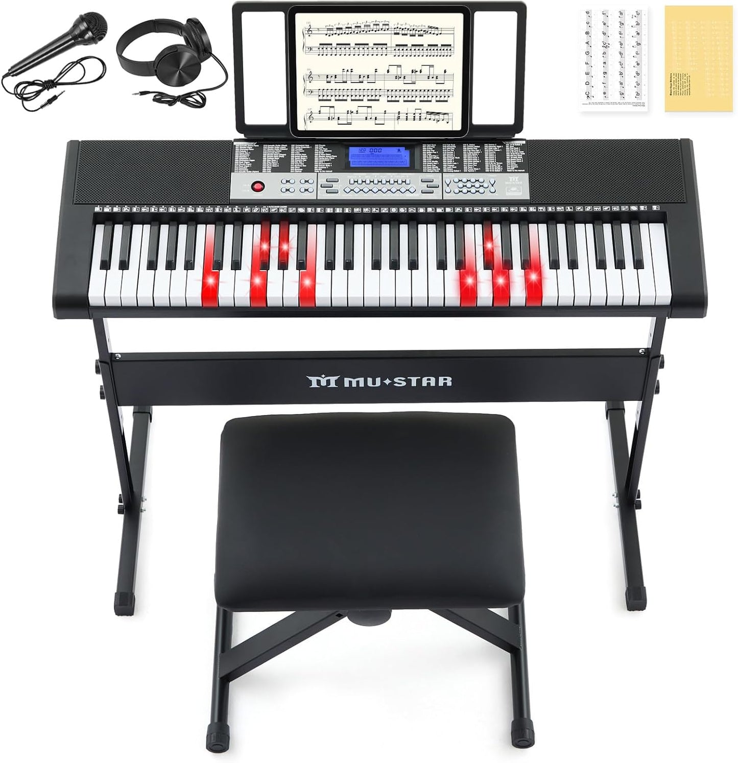 Smart Electric Keyboard Set for Beginners - 255 Tones, Light-Up Keys!