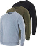 Men's Soft Plush Fleece Crewneck Sweatshirt 3-Pack - Warm Everyday any