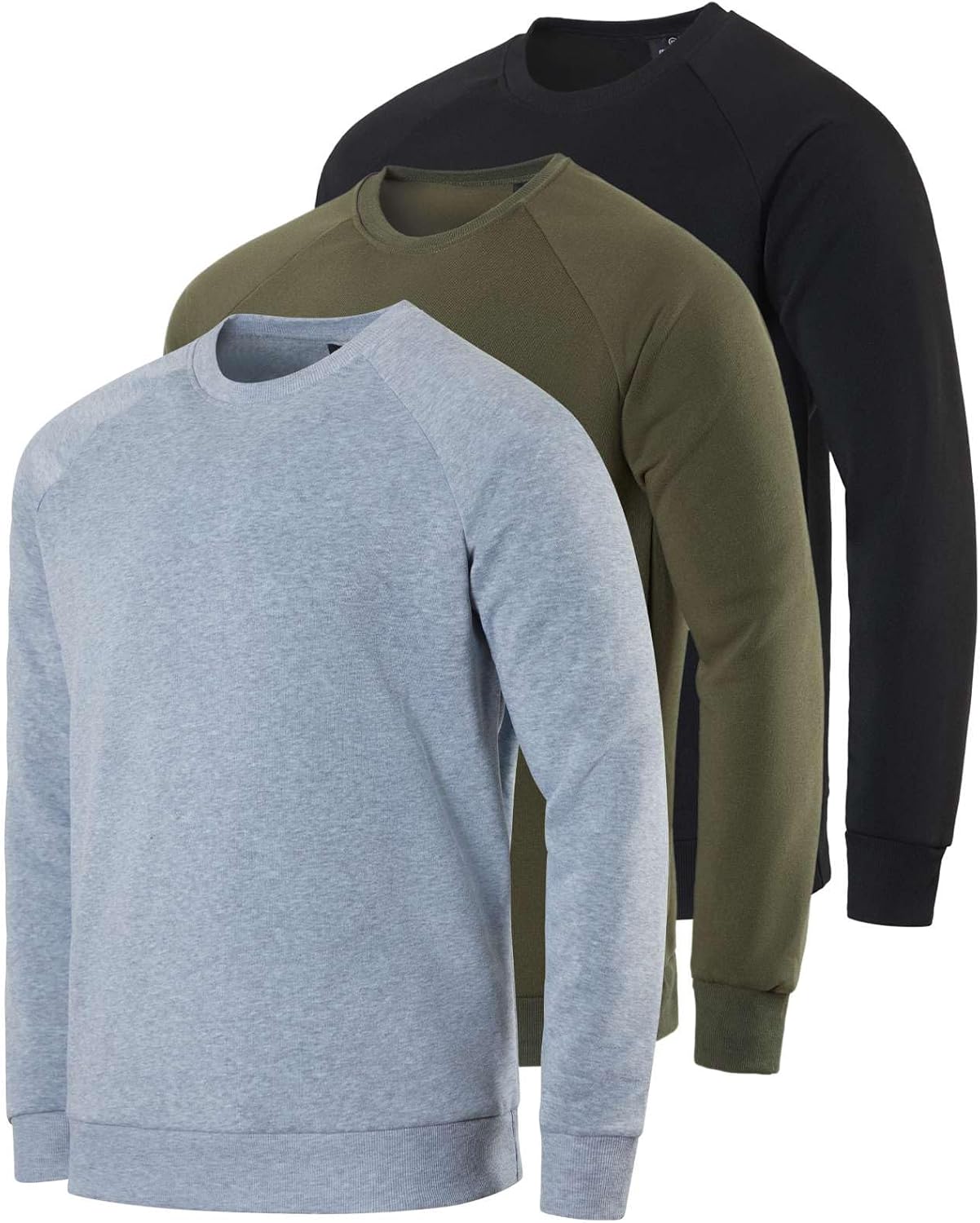 Men's Soft Plush Fleece Crewneck Sweatshirt 3-Pack for Comfort