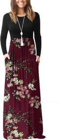 Long Sleeve Loose Maxi Dress with Pockets - Flowy Everyday Comfort way