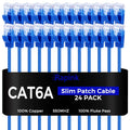 Rapink Patch Cables Cat6a 7ft Slim 24 Pack - Space-Saving 10G Cables