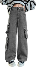 Girls Baggy Wide Leg Jeans with Elastic Waist - Comfortable Fit