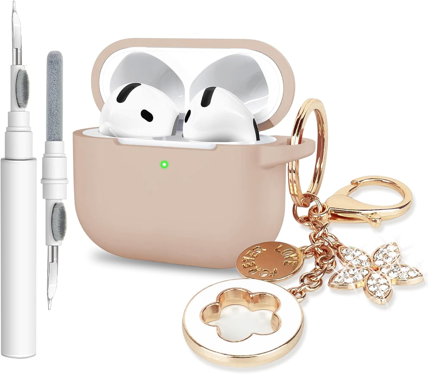 VOTILE Milk Tea Airpods 4 Case - Wireless Charging with Bling Keychain