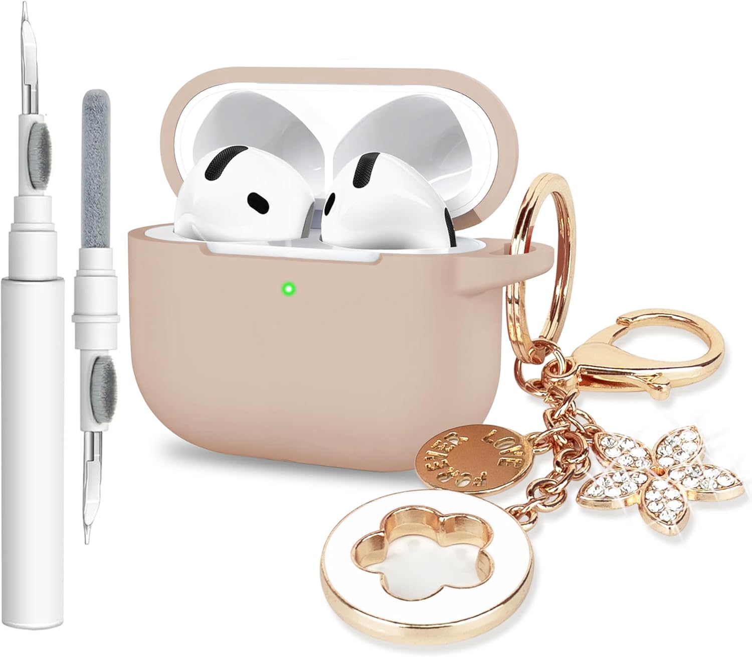 VOTILE Milk Tea Airpods 4 Case - Wireless Charging with Bling Keychain