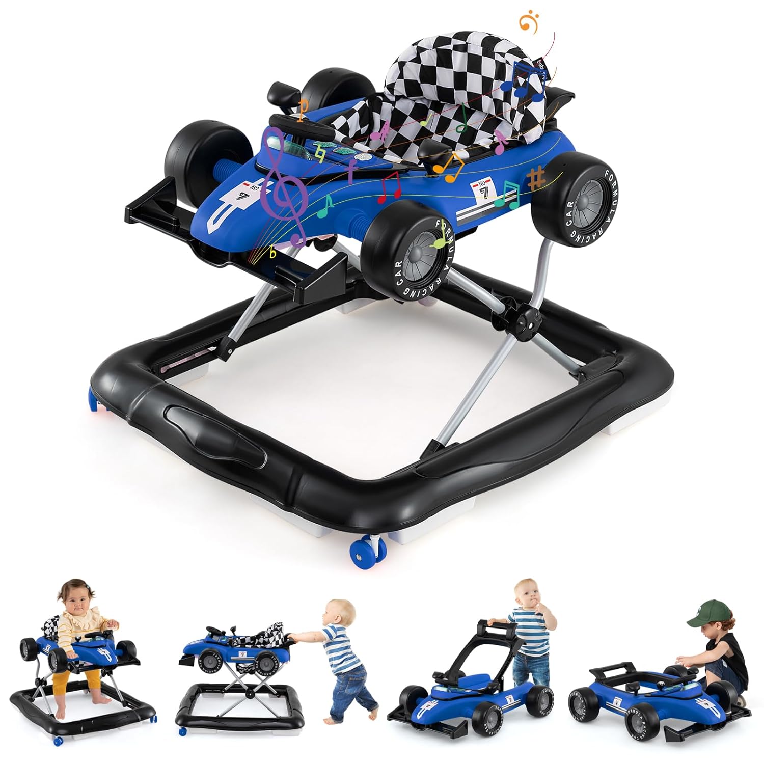4-in-1 Baby Walker with Adjustable Height and Anti-Rollover Features