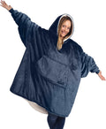 Oversized Sherpa Lined Wearable Blanket with Hood - Comfy Cozy