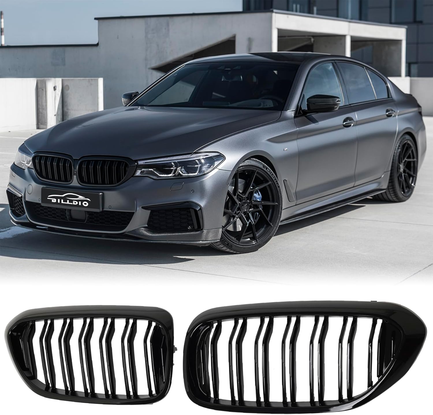 G30 Glossy Black Double Slats Kidney Grille for BMW 5 Series