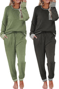 Ekouaer Womens Pajama Sets 2 Pack Long Sleeve Loungewear - Soft