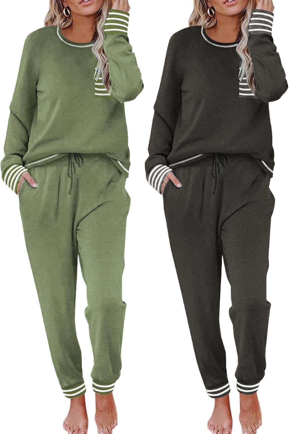 Ekouaer Womens Pajama Sets Long Sleeve Soft Pj Sleepwear