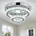 9.8in Adjustable Crystal Chandelier LED Ceiling Light - Cool White