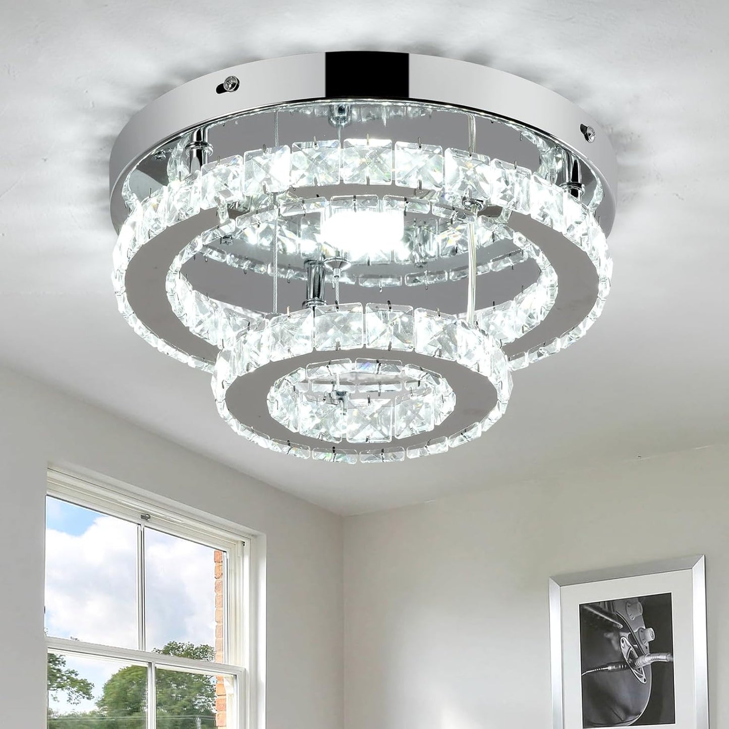 9.8 Adjustable Crystal Chandelier LED Ceiling Light for Any Room