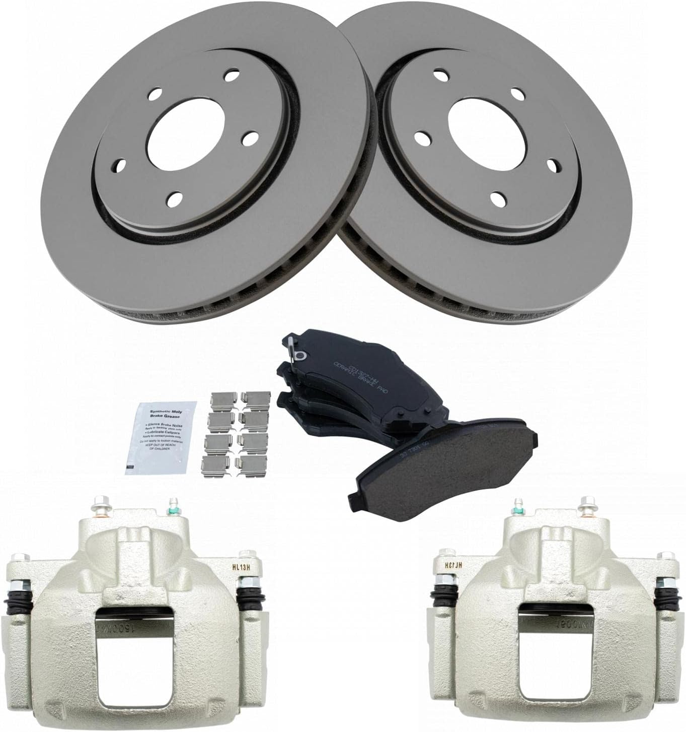 TRQ Front Ceramic Brake Pad and Rotor Kit for Dodge Caravan