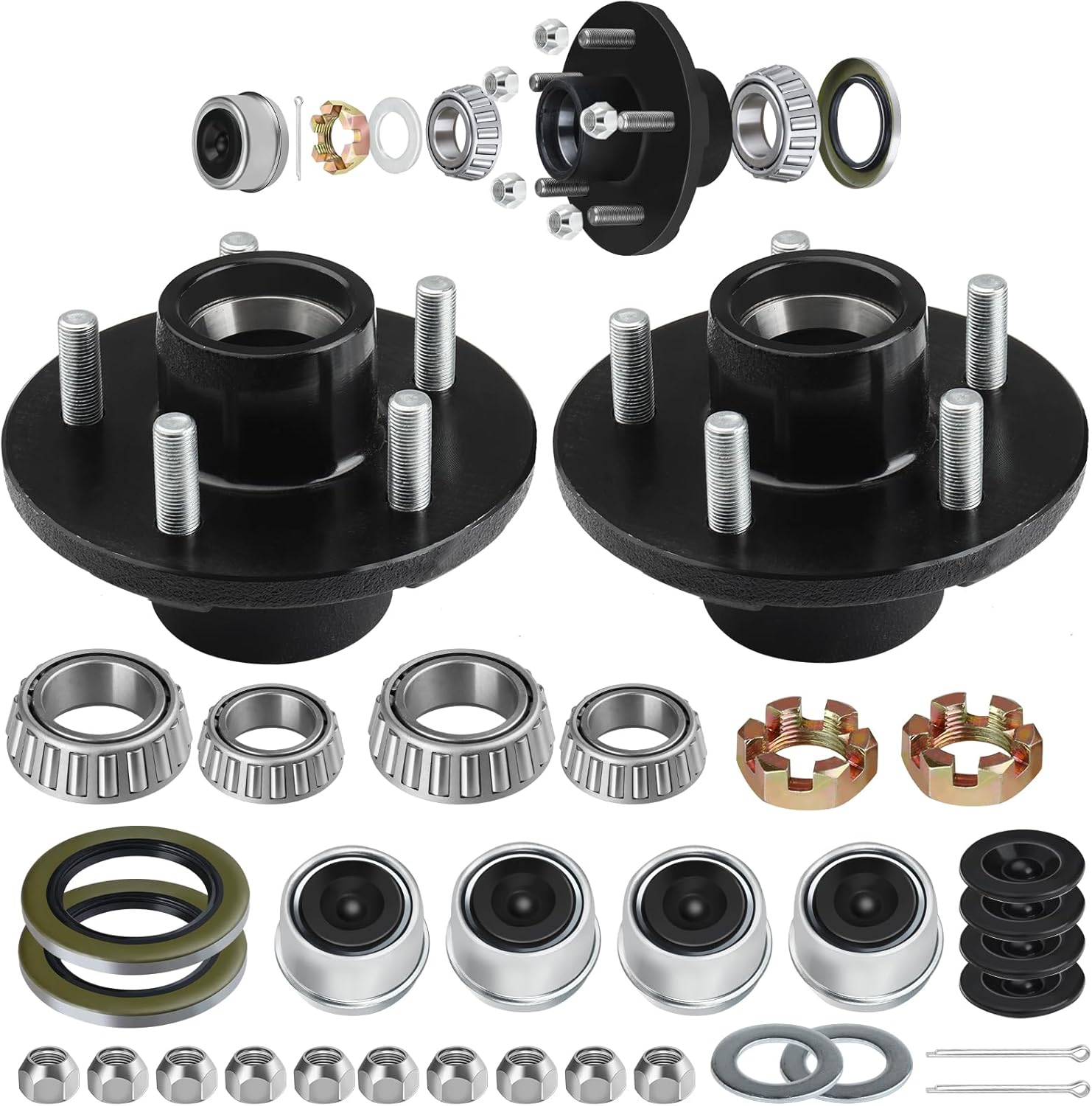 Trailer Hub Kit 5 Bolt 4.5 in for 3500 lbs Trailer Axle