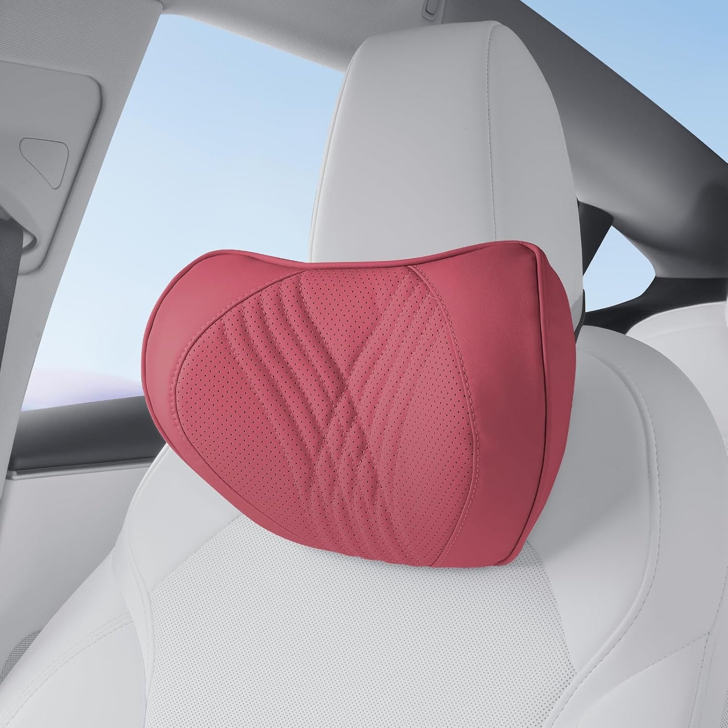 Dapucarin Car Neck Pillow Memory Foam Leather Headrest Cushion