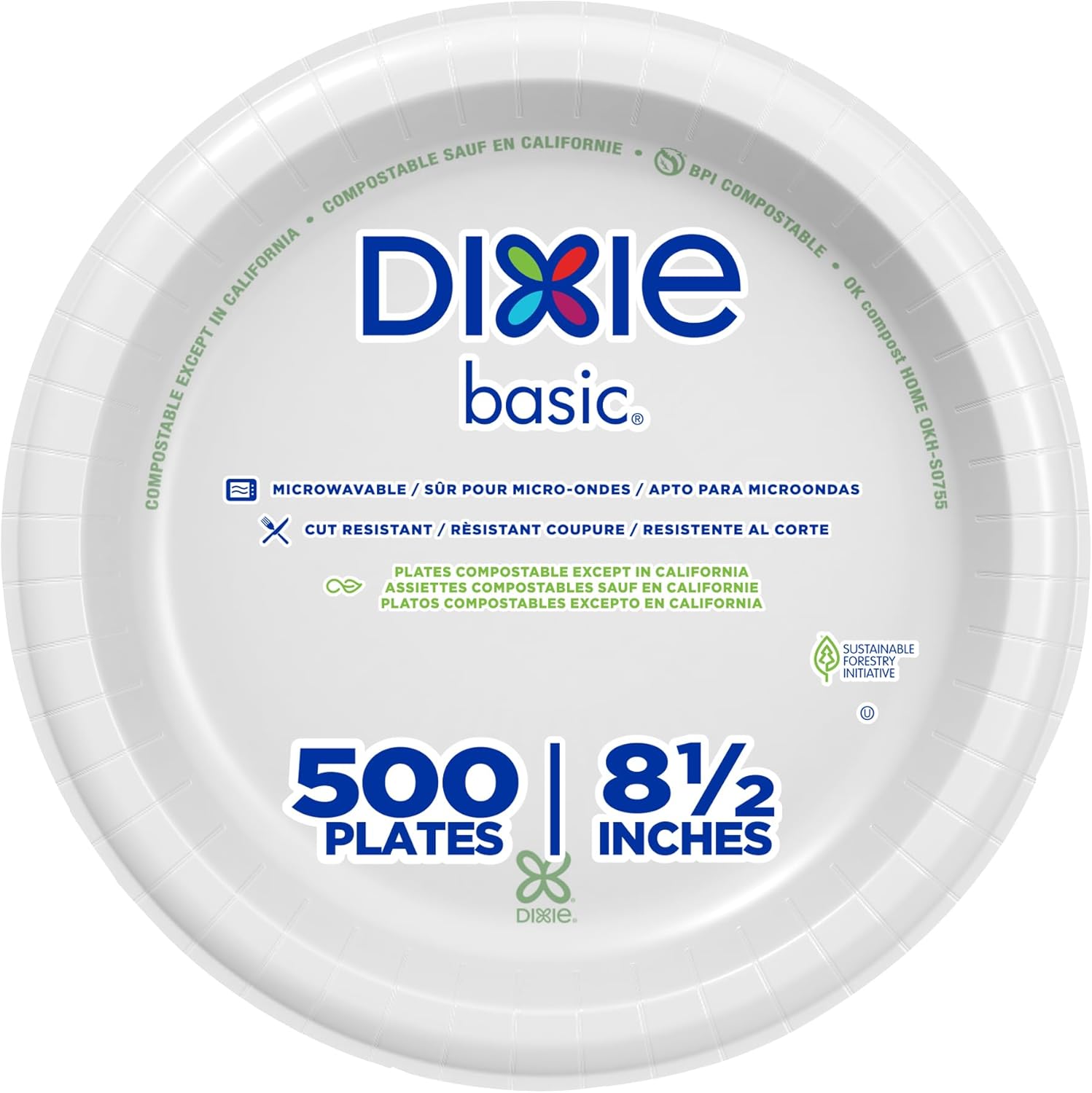 Dixie Basic 8.5 Inch Paper Plates for Easy Meal Cleanup
